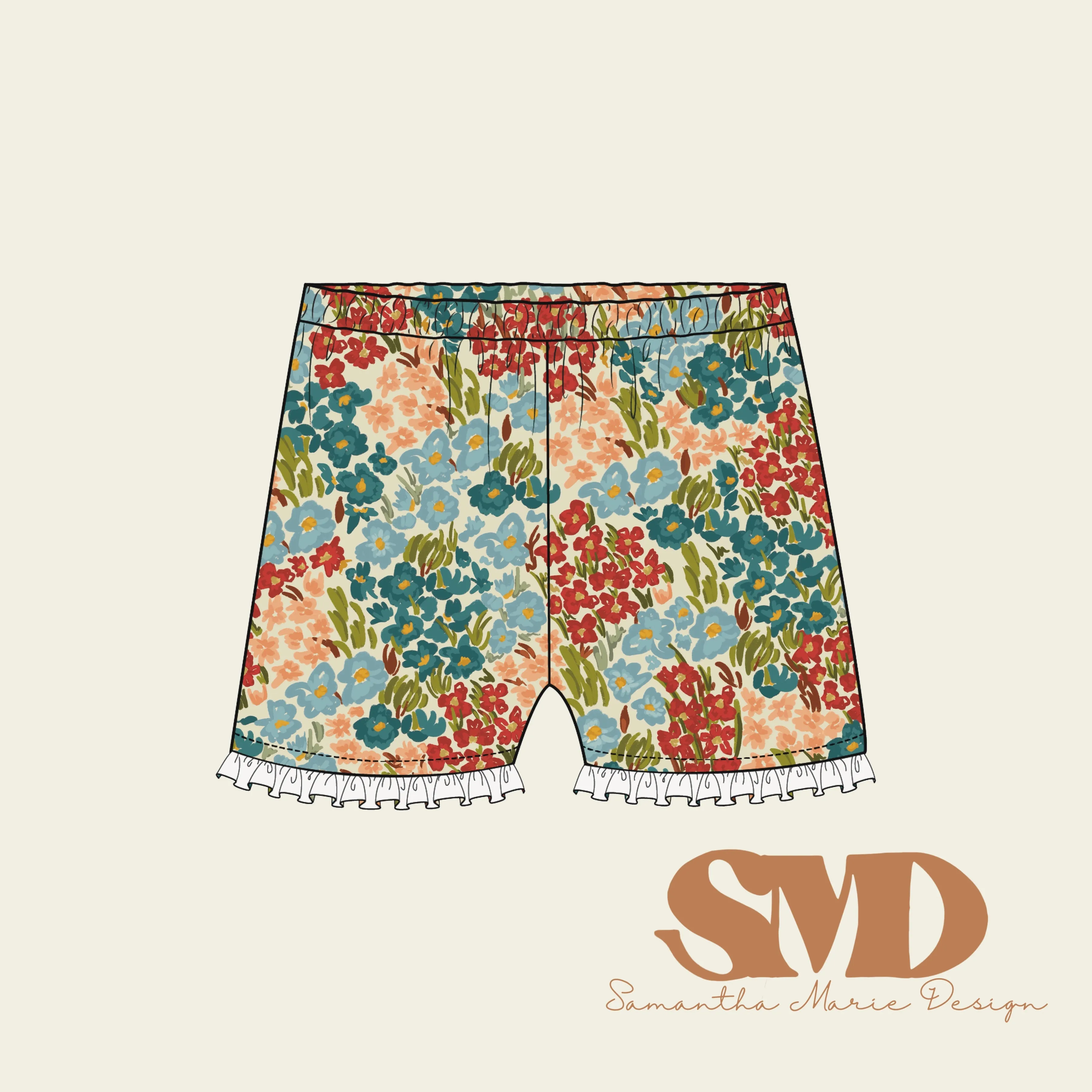 SMD Lark Boxy Shorts Pattern Mock-up