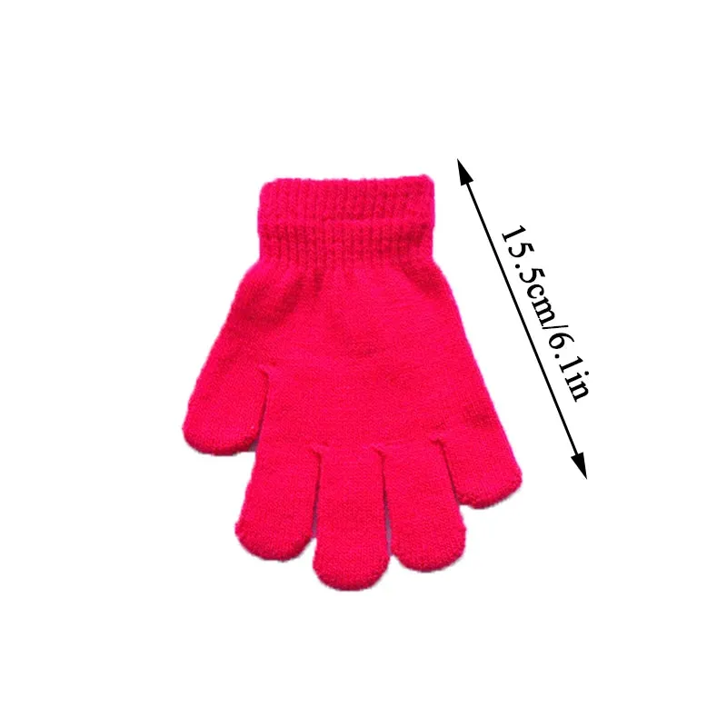 Winter Knitted Children's Full Finger Gloves Boy Girl Glove Warm Thick Kids Gloves Baby Gloves Candy Color Cotton Mittens