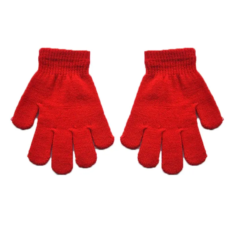 Winter Knitted Children's Full Finger Gloves Boy Girl Glove Warm Thick Kids Gloves Baby Gloves Candy Color Cotton Mittens