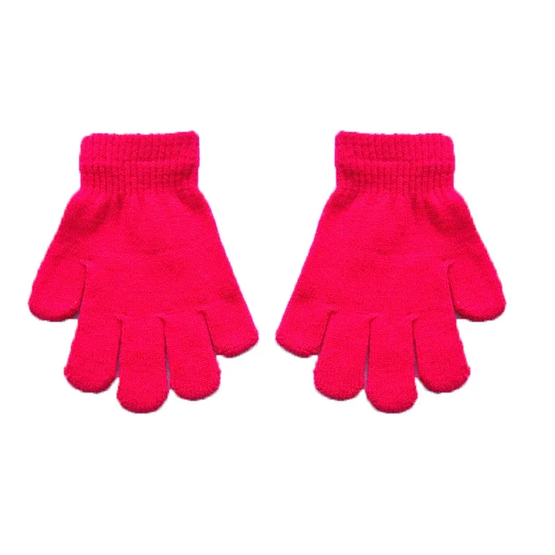 Winter Knitted Children's Full Finger Gloves Boy Girl Glove Warm Thick Kids Gloves Baby Gloves Candy Color Cotton Mittens